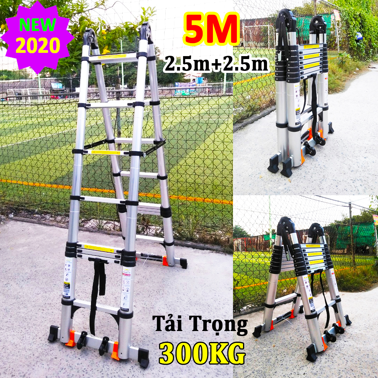 Thang nhôm rút đôi xếp gọn [chữ A: 2.5M chữ I: 5M] Sumika SK500D NEW 2020 ( BẢO HÀNH 2 NĂM) TẢI TRỌNG 300KG