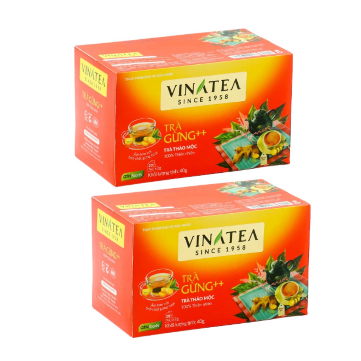 Bộ 2 hộp trà vinatea - trà gừng ++ túi lọc 40 g
