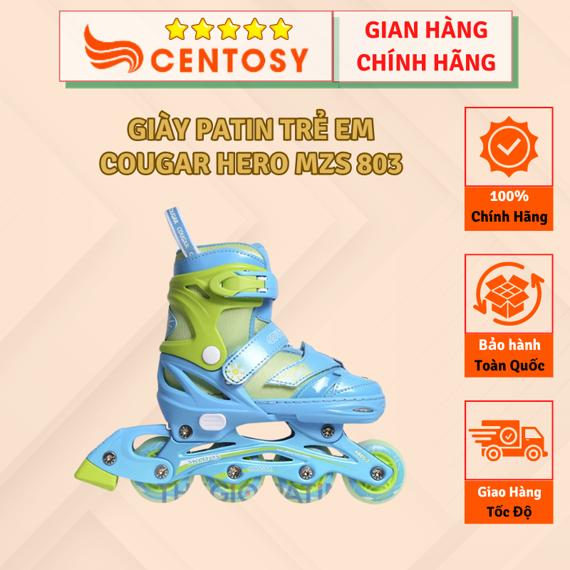 CENTOSY - Giày Patin Trẻ Em Thi Đấu Cao Cấp Cougar Hero MZS 803 Có Form Chắc Chắn, Bánh Phát Sáng
