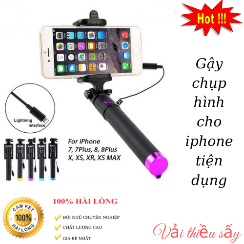 Gậy Chụp Hình iPhone 7, 8, X, XS Cổng Lightning, nhỏ gọn, tiện dụng