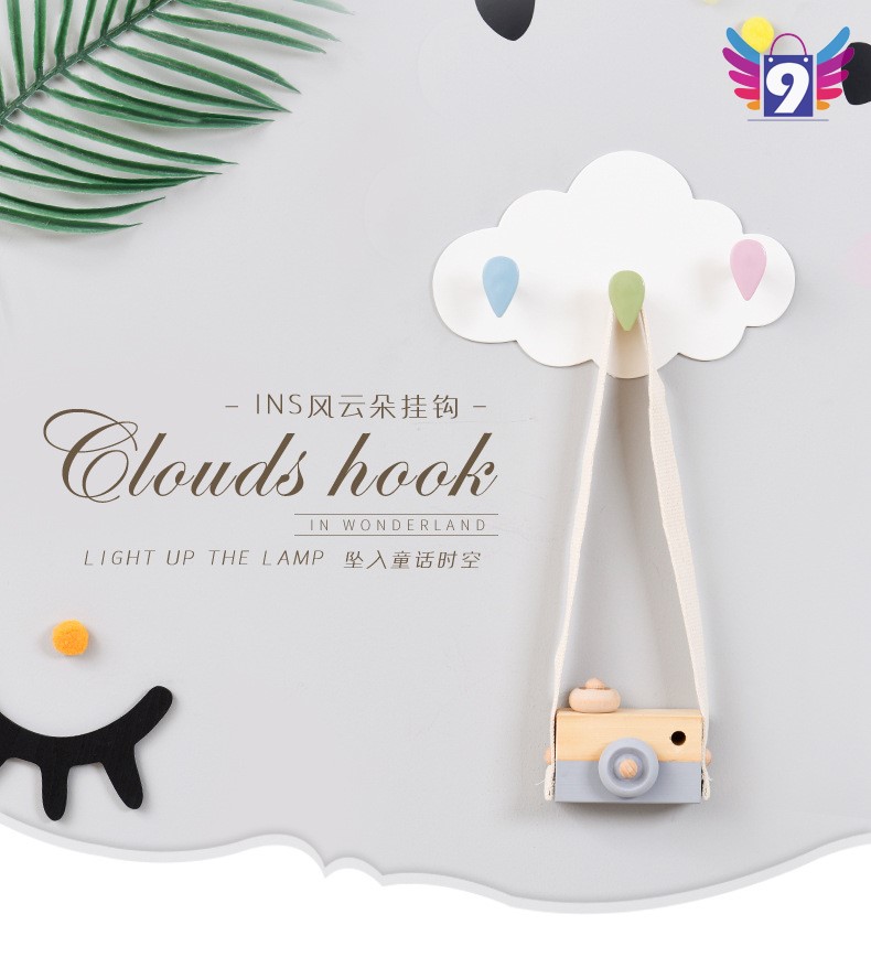 [3-5/8 Hoàn Tiền 25%] - Móc treo dán tường hình đám mây decor đáng yêu 9STORE có keo dán