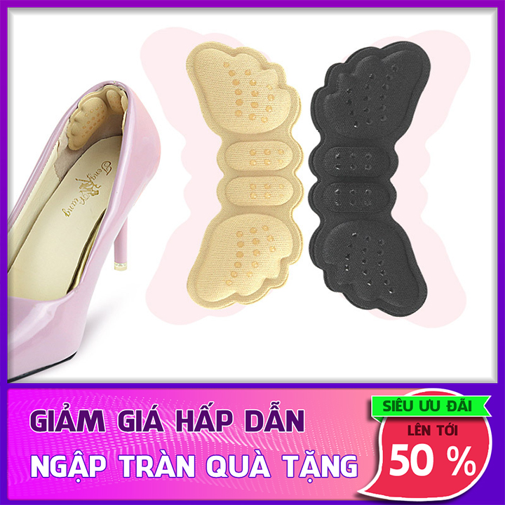 Lót Giày Chống Rớt Gót HÌnh Cánh Bướm 4D Có Mặt Gai Siliocn Bám Chân