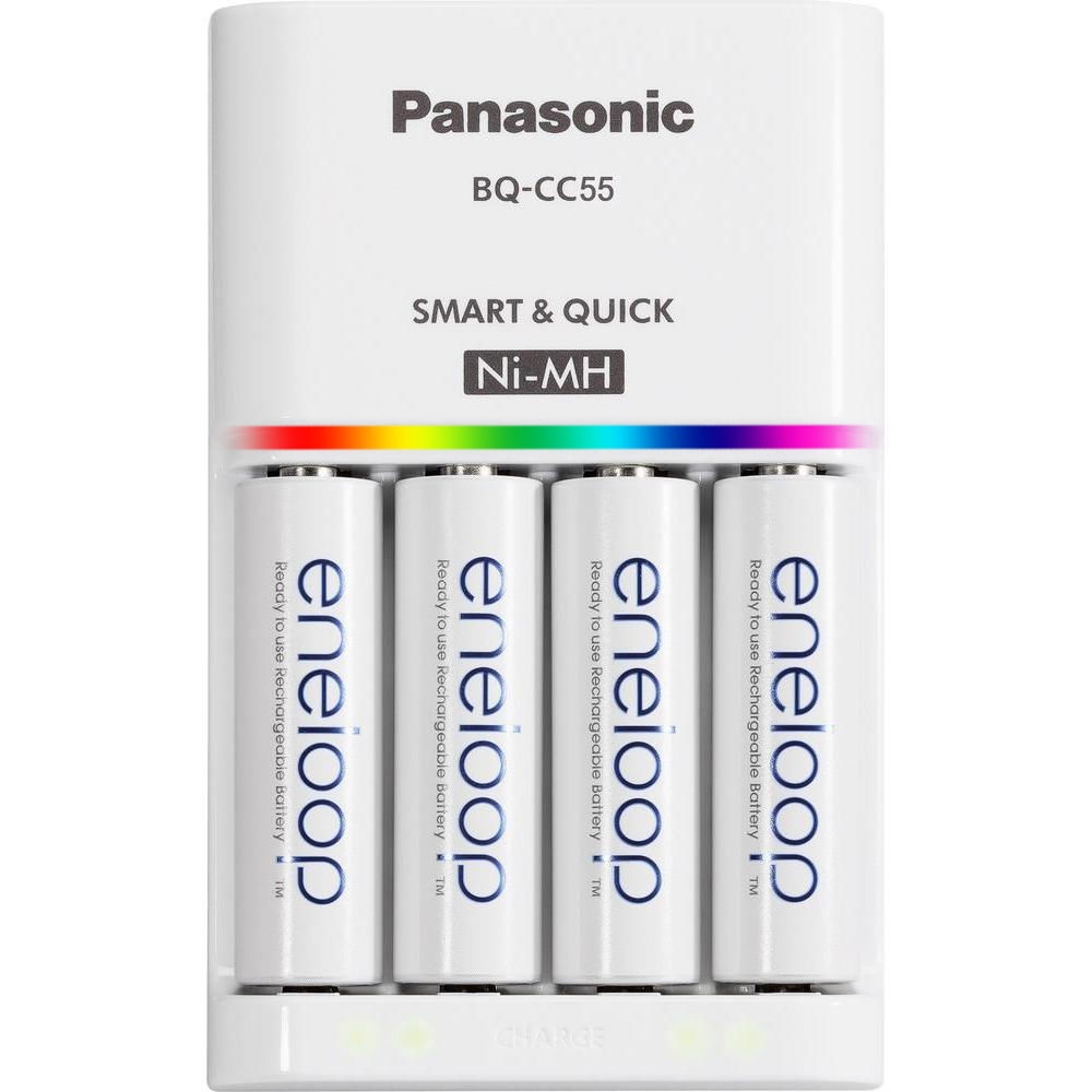 Bộ Sạc Nhanh Tự Ngắt Eneloop Panasonic BQ-CC55 Kèm 4 Pin Sạc AA 2.000 mAh - Tặng Kèm HỘP BẢO QUẢN PIN SẠC