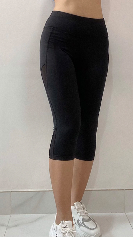 Quần lửng nữ phối lưới tập Gym Yoga chất thun 4 chiều