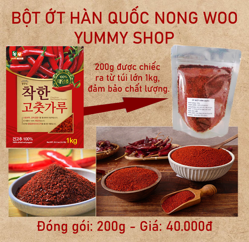200g bột ớt hàn quốc nongwoo