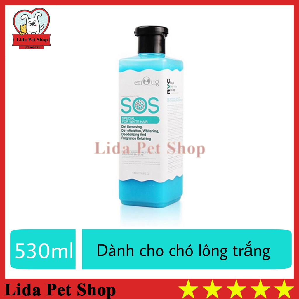 HN- Sữa tắm SOS xanh dương chuyên dùng cho chó lông trắng - sữa tắm SOS xanh dương 530ml - Lida Pet Shop