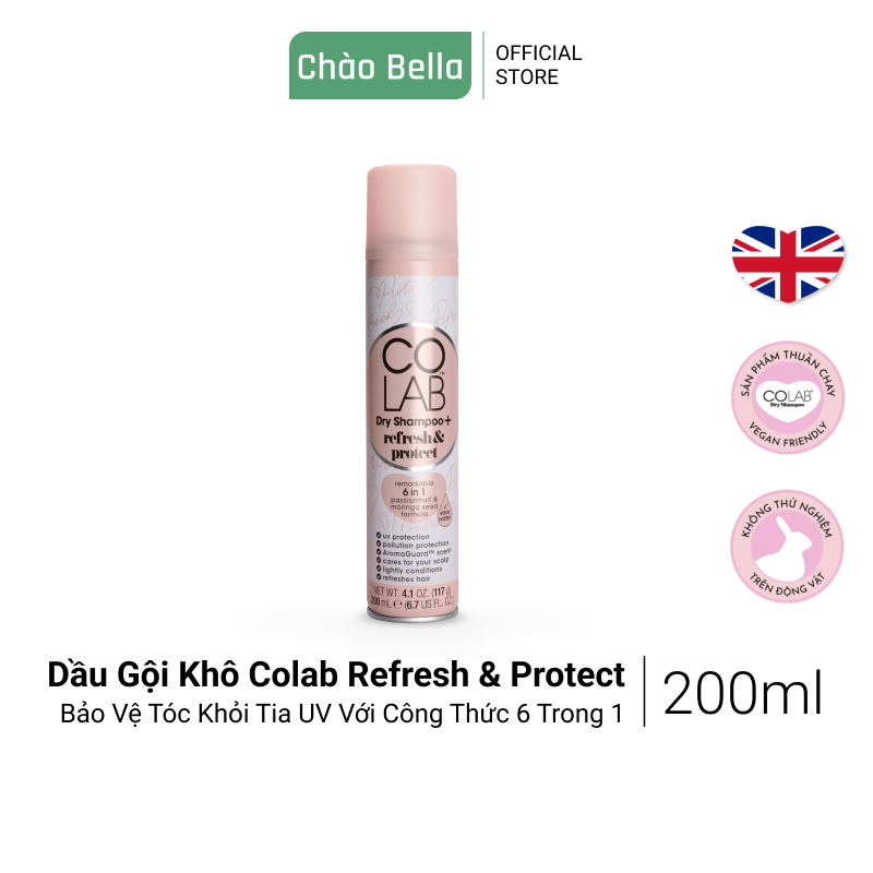 Dầu Gội Khô COLAB Plus Refresh & Protect | Khử Mùi Hôi, Công Thức 6 Trong 1 Bảo Vệ Tóc Khỏi Tia UV Và Ô Nhiễm Môi Trường (200ml)