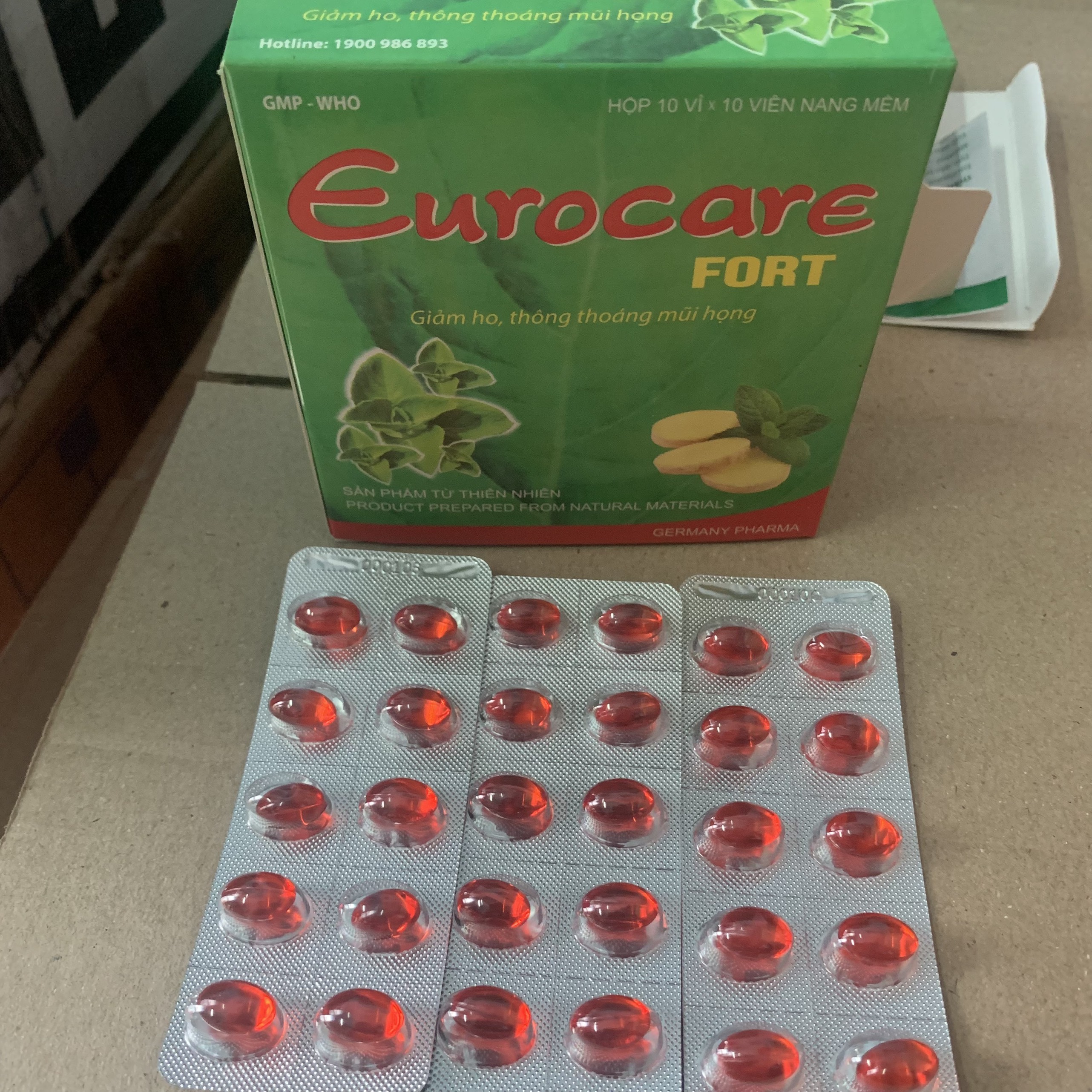 Euginca fort giảm ho thông thoáng mủi họng hộp 100viên, sản phẩm chất lượng, đảm bảo an toàn sức khỏe người sử dụng, cam kết hàng giống hình