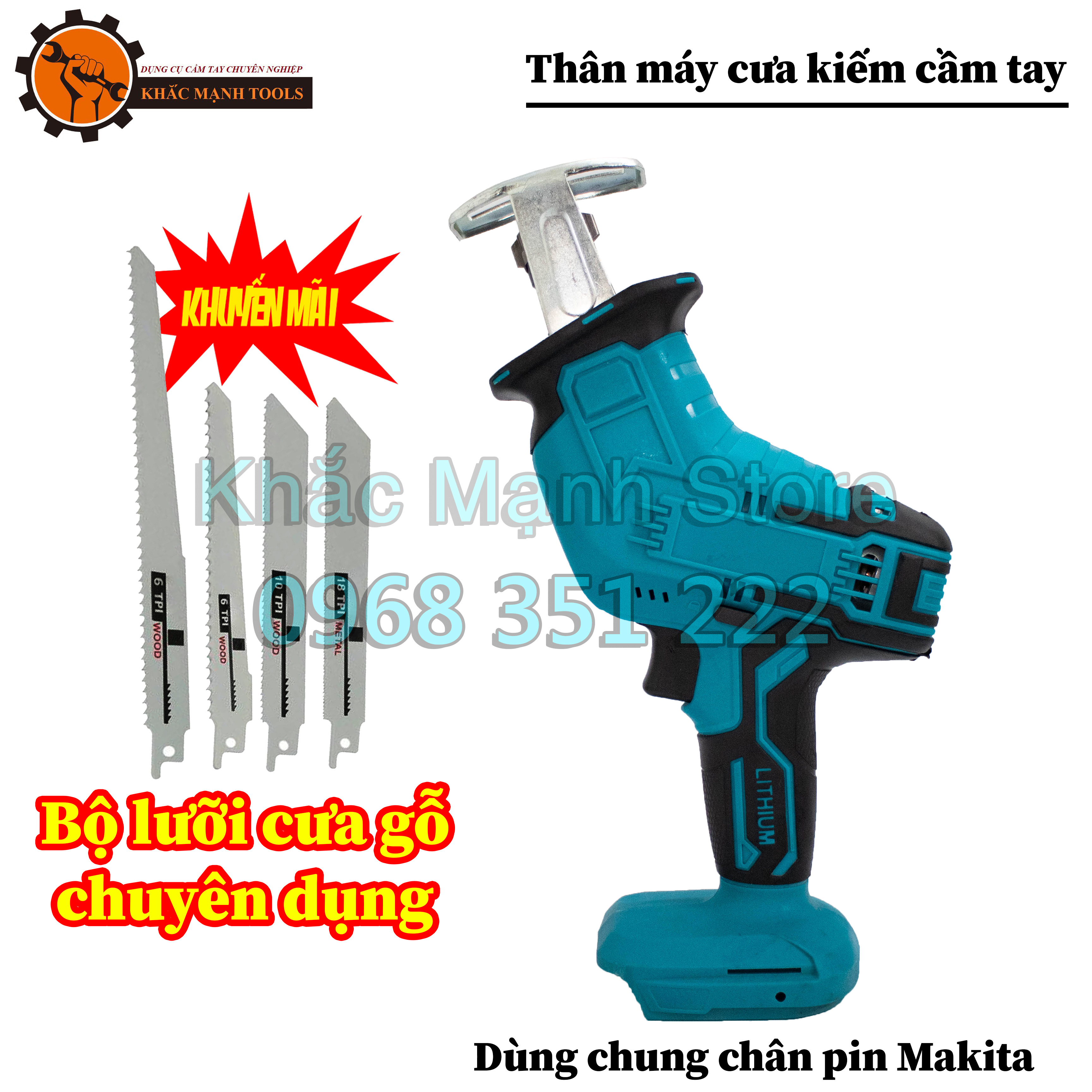 Thân máy cưa kiếm pin, dùng chung pin MAKITA 18v