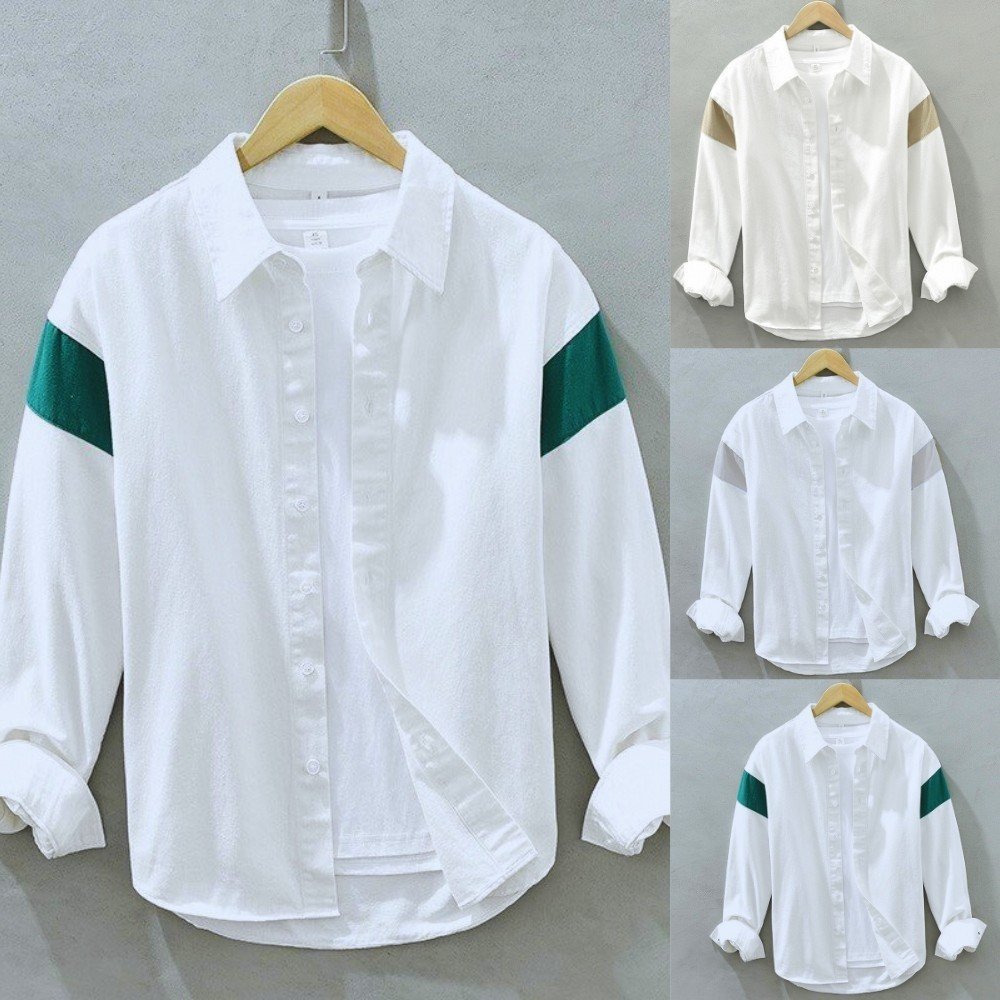 Áo sơ mi nam dài tay phối viền tay áo kiểu mới Chất vải kate lụa siêu đẹp không nhăn không xù