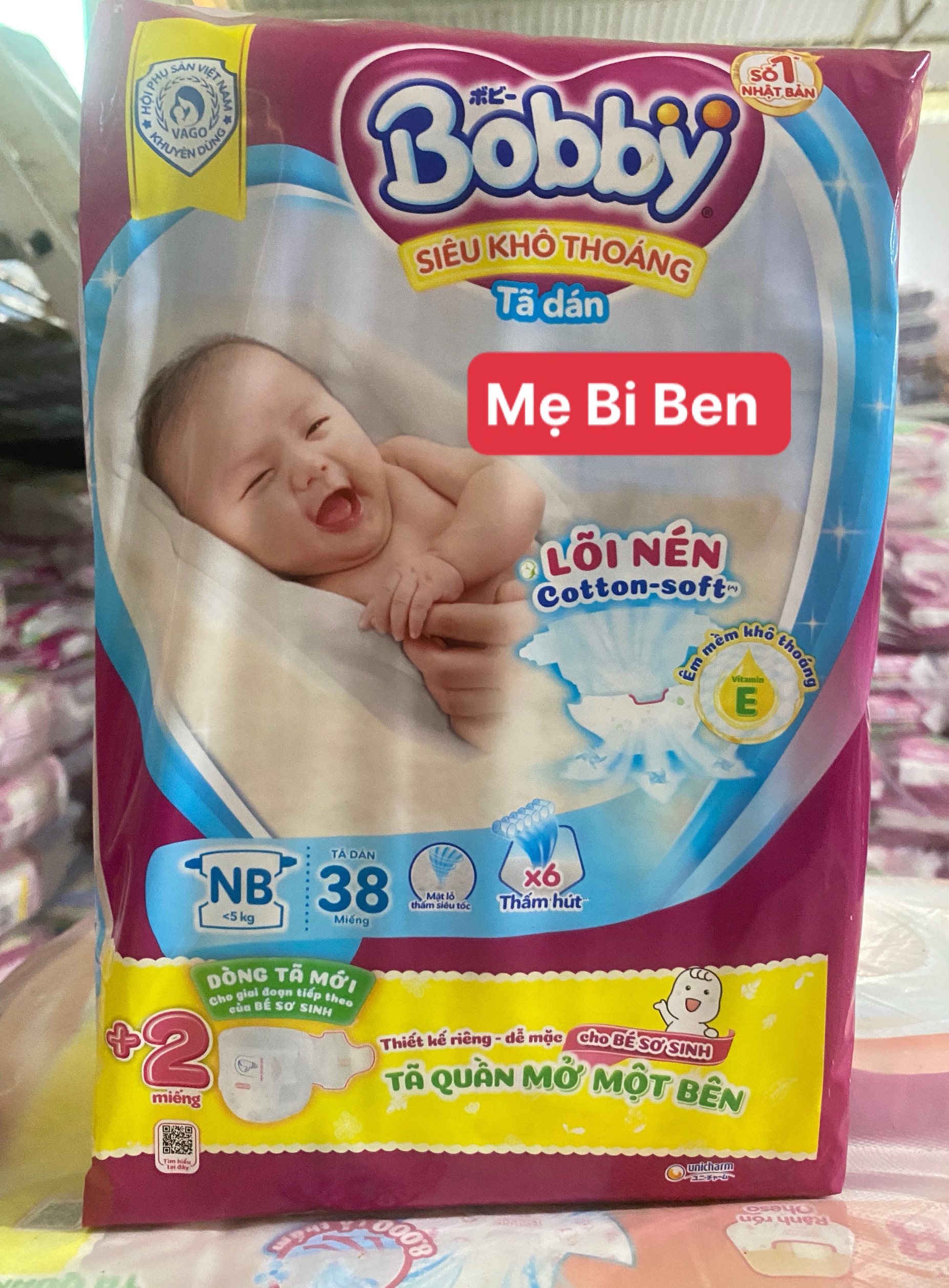 Tã bỉm dán bobby siêu thấm size xs38 miếng - dành cho bé dưới 5kg