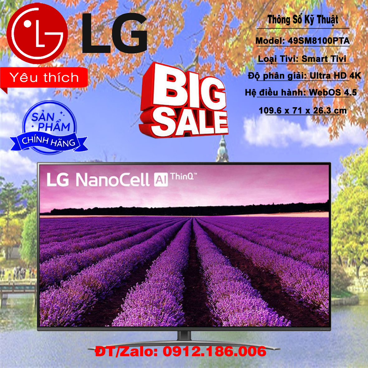 Smart tivi nanocell lg 4k 49 inch 49sm8100pta - chính hãng