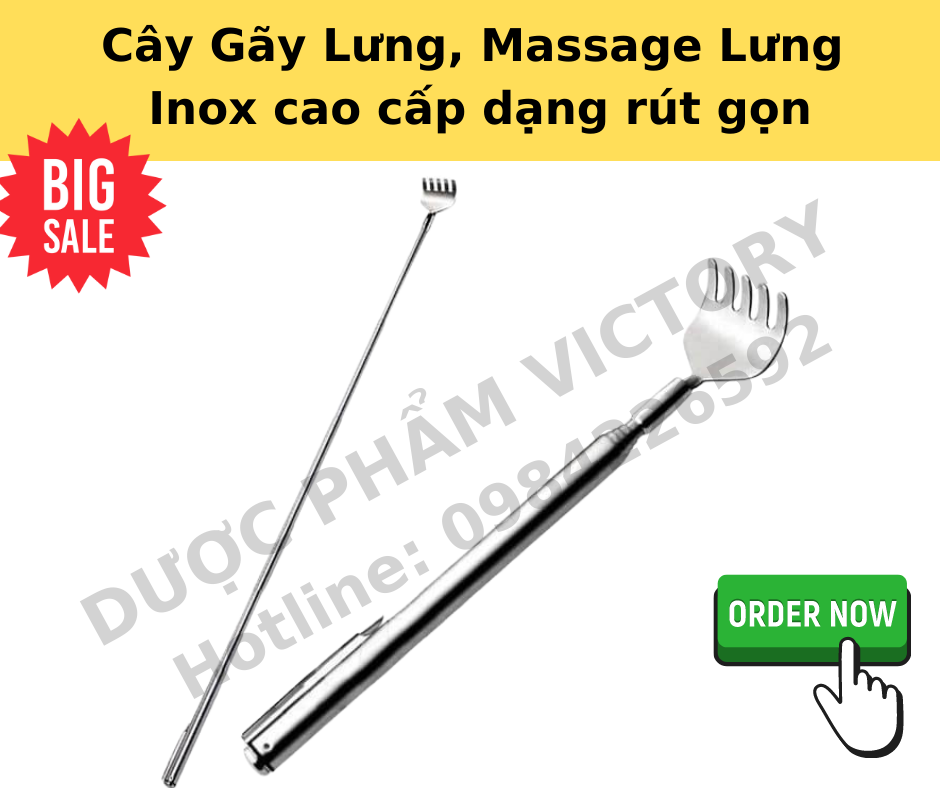 Cây gãi lưng inox rút gọn