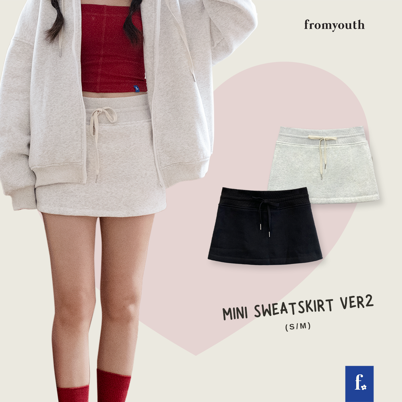 Chân váy nỉ dáng ngắn freesize NAKED by V - Mini Sweat Skirt ver.2