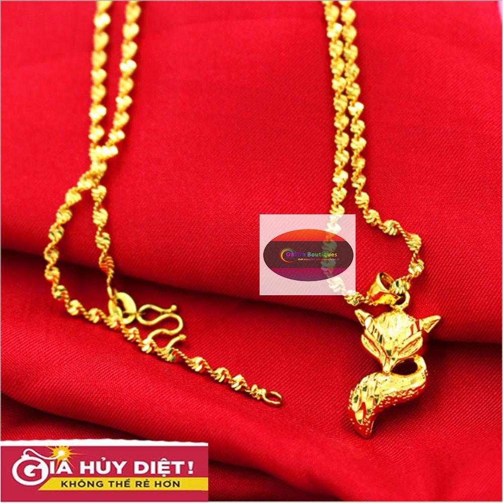 Bộ Dây Chuyền Nữ Dạng Xoắn + Mặt Dây Hồ Ly Mạ Vàng 24K Thiết Kế Sang Trong