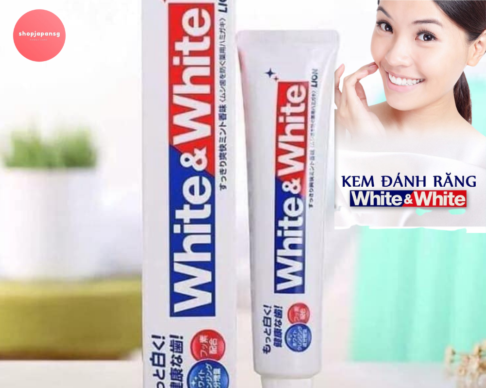 Kem đánh răng White & White Lion làm trắng răng và mang lại hơi thở thơm mát 150g Nhật Bản