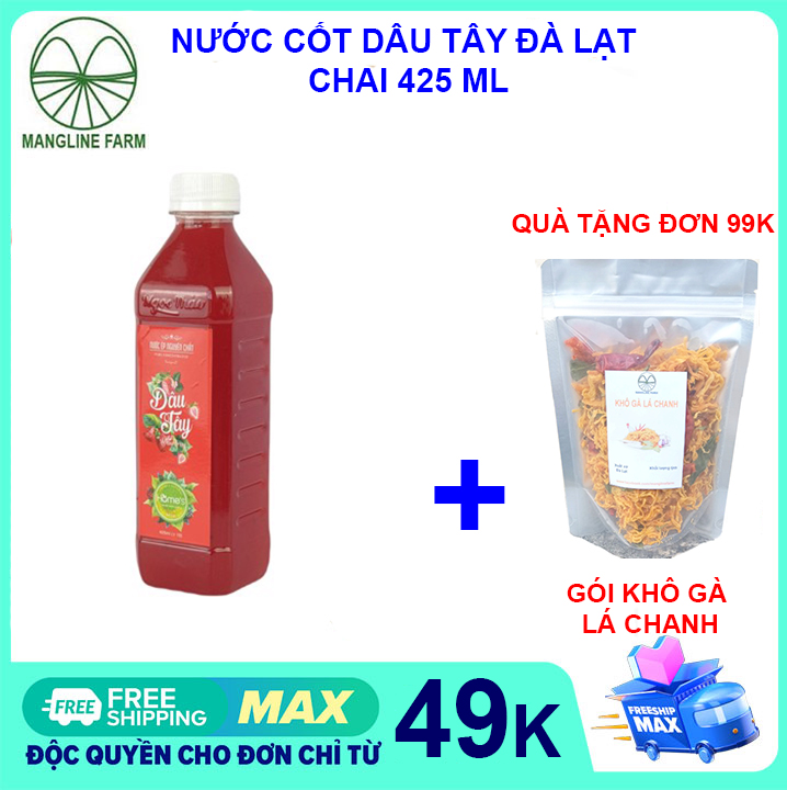 [FREESHIP 15K CHO ĐƠN 29K] Nước cốt dâu tây Đà Lạt 425ml lên men tự nhiên giúp làm đẹp da sáng mắt tăng cường sức đề kháng đặc sản Đà Lạt