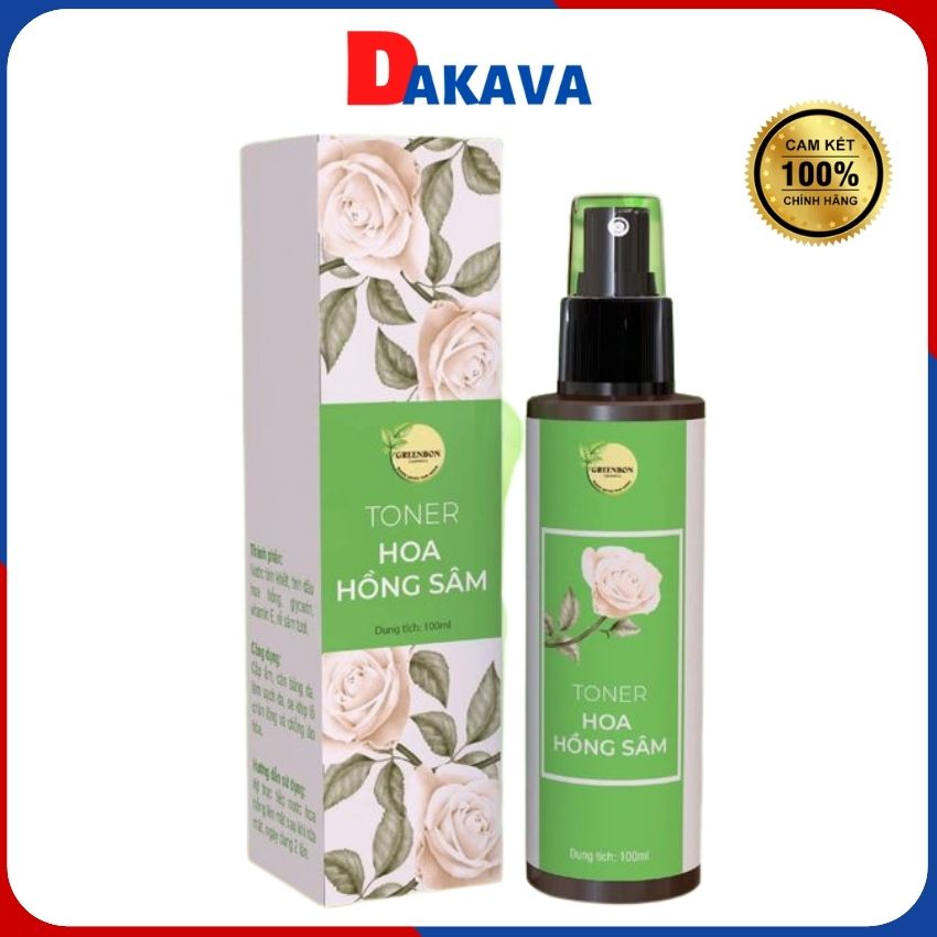 Chăm sóc da mặt se khít lỗ chân lông mặt toner hoa hồng sâm Greenbon dùng cho da dầu, da khô và mọi loại da dành cho nam nữ Dakava HHS01