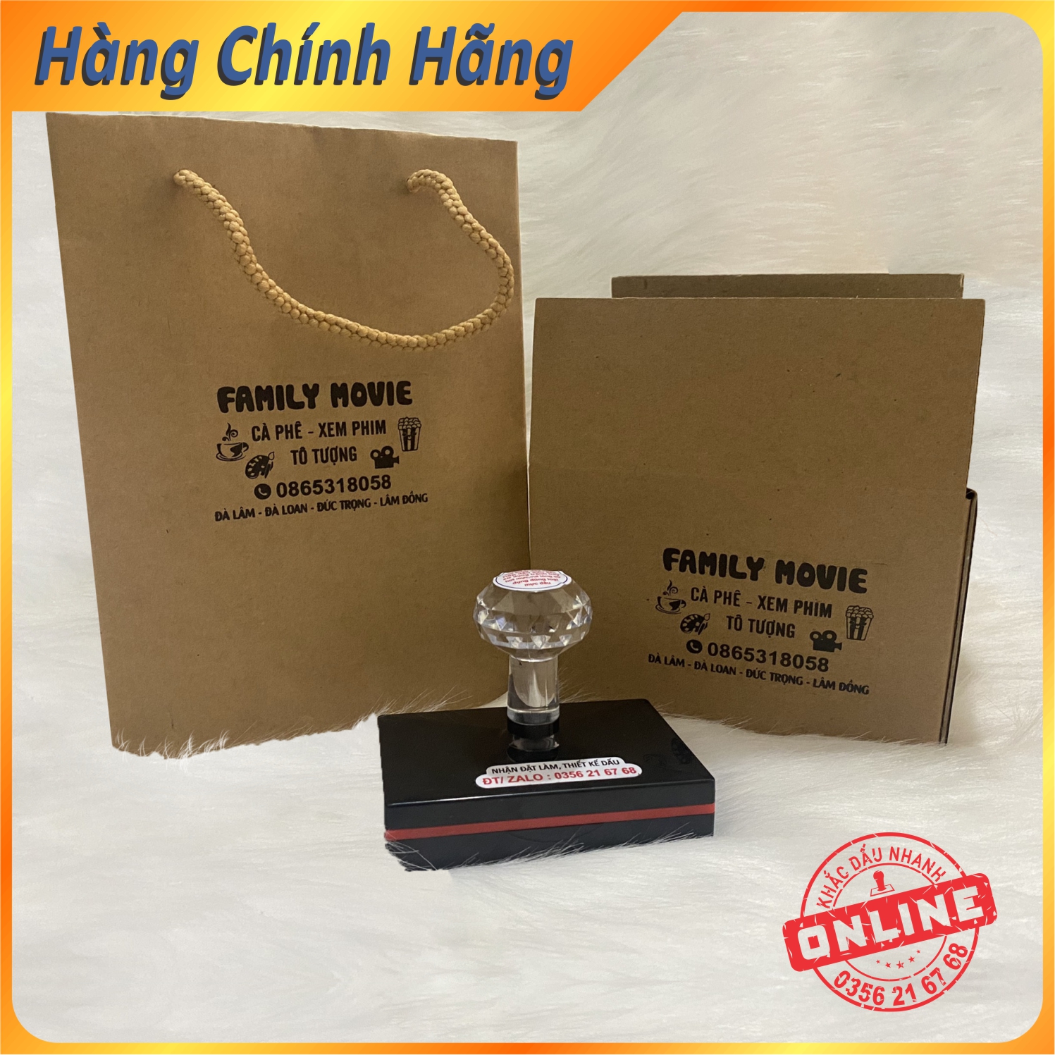 Khắc con dấu in túi giấy Kart hộp giấy carton liền mực , in sắc nét giao hỏa tốc
