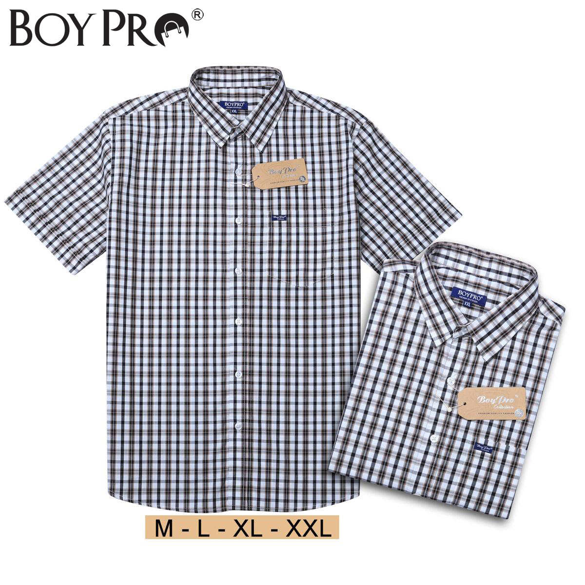 [MUA 2 GIAM 10K 3 GIAM 25K] Áo Sơ Mi Nam Sọc Caro Boypro Cao Cấp BP008 Sọc Xanh Trắng