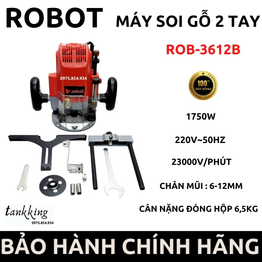 Máy soi mộng gỗ, máy phay gỗ robot rob-3612b, soi gỗ 2 tay công suất 1750w - tankking