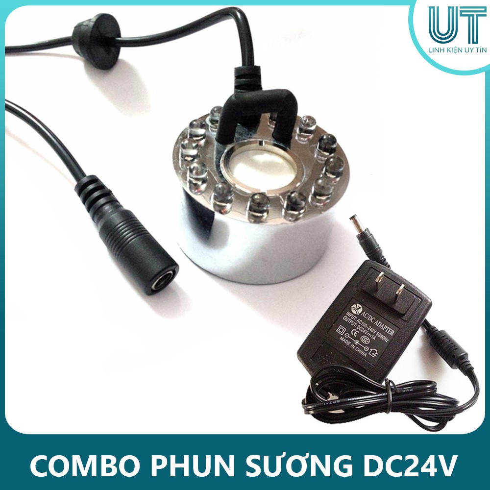 Combo động cơ phun sương tạo hơi nước 12 LED - 24V (Phun sương+Nguồn)