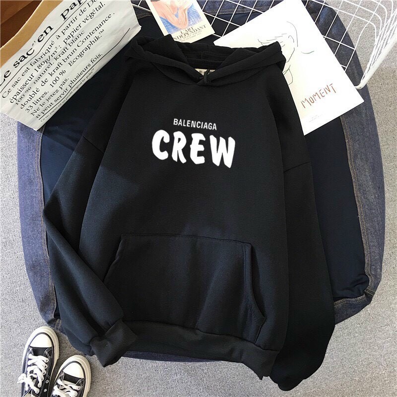 ÁO HOODIE NAM, NỮ IN HÌNH CREW CÓ TÚI TRƯỚC TIỆN LỢI, CHẤT NỈ NGOẠI MŨ HAI LỚP KHÔNG XÙ, MẶC CHỐNG NẮNG, ĐI CHƠI, ĐI HỌC