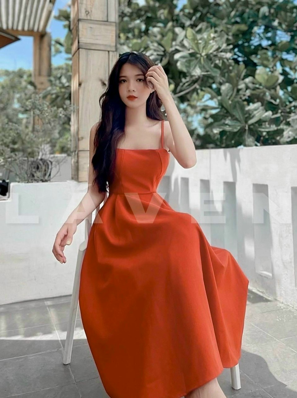 Đầm 2 dây dáng xòe dự tiệc sang trong