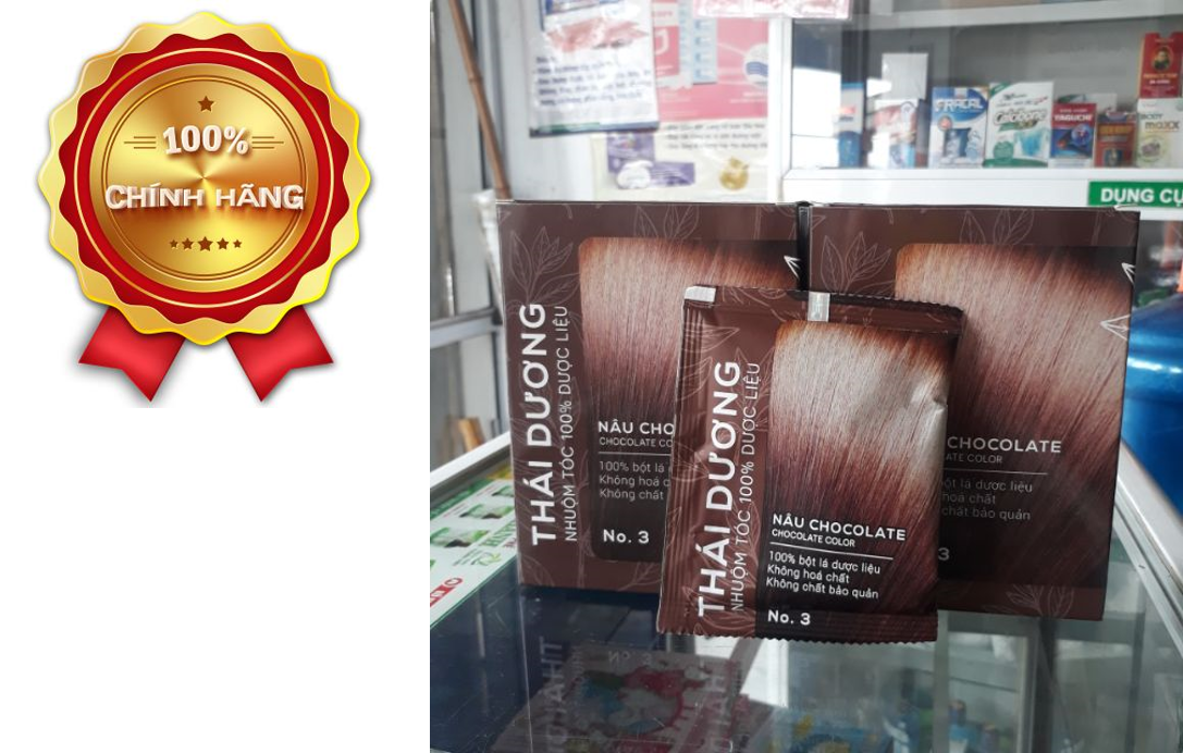 Nhuộm tóc màu nâu socola tự nhiên - Nhuộm tóc thảo dược Sao Thái Dương - Hộp 5 gói [HOÀN TOÀN THẢO DƯỢC]