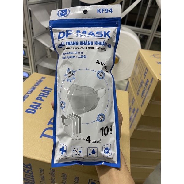 Combo 2 túi mỗi túi 10 chiếc khẩu trang y tế kf94 dp mask 4 lớp