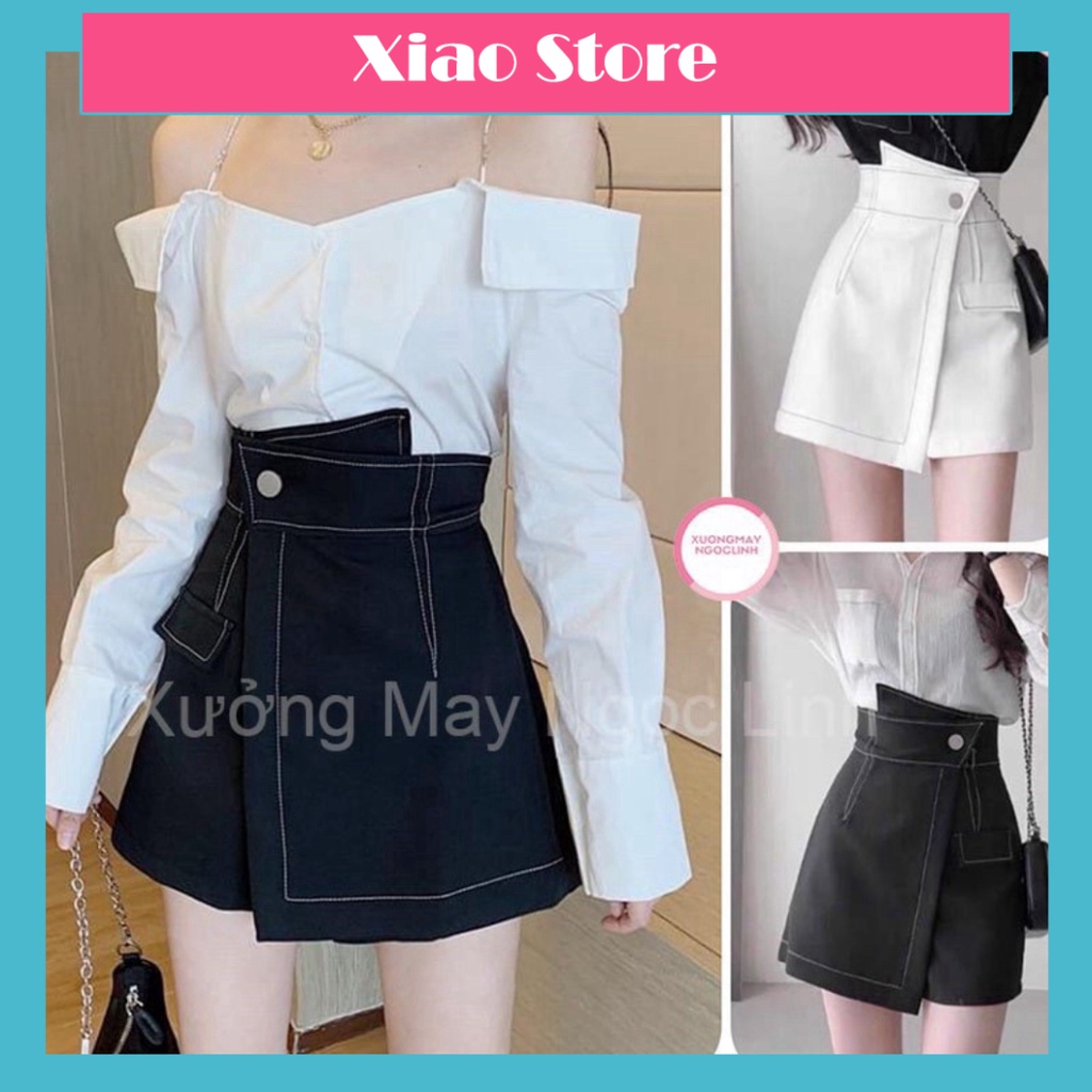 Quần short nữ giả váy chỉ nổi siêu Hot_m096 babydoll chất đẹp mầu trắng, đen xiao shop