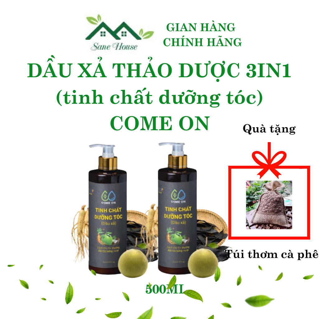 Dầu xả thảo dược dưỡng chất Come On chai 500ml, tặng túi thơm cà phê SANEHOUSE dầu xả nuôi dưỡng tóc