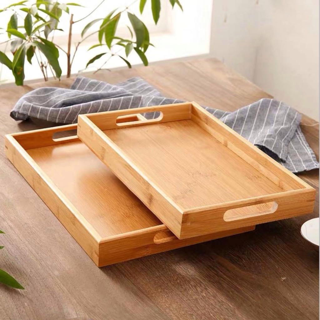 Khay gỗ tre đựng trà hình chữ nhật 38cm*25cm cao cấp