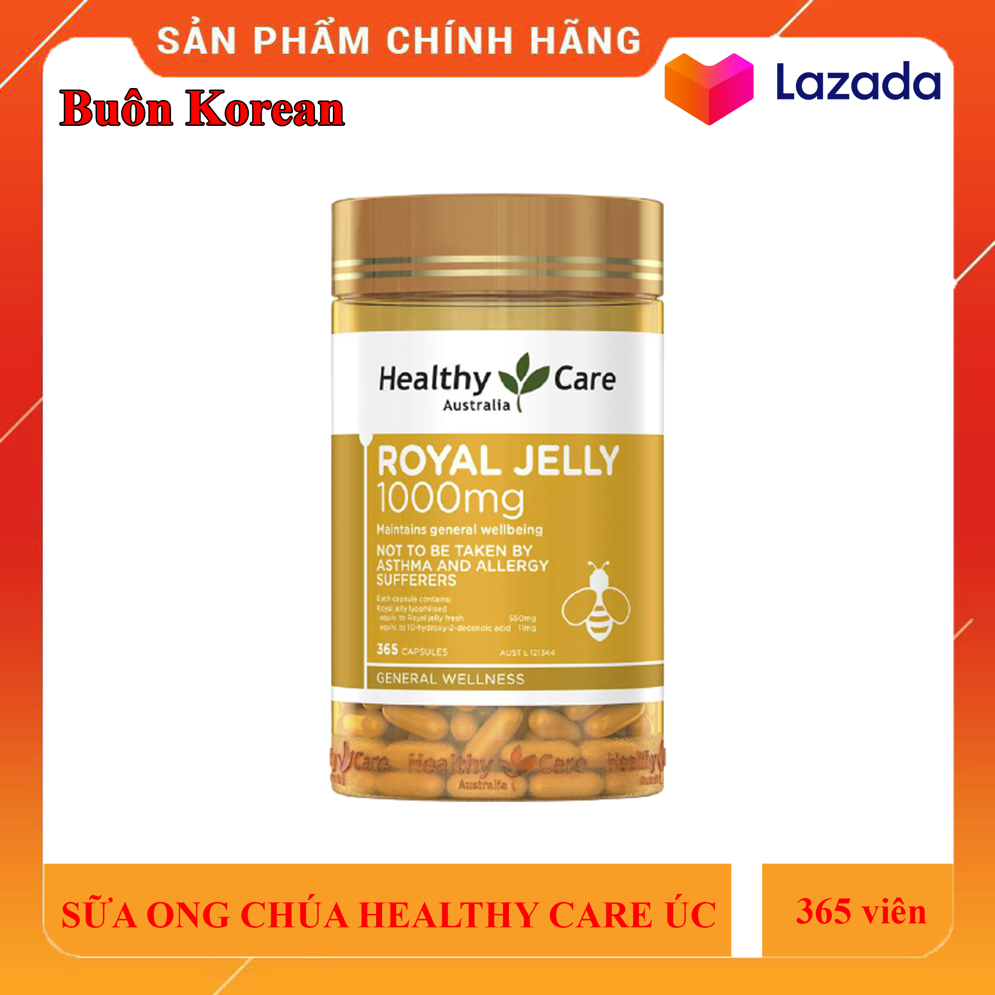 Sữa Ong Chúa Healthy Care Royal Jelly 1000mg 365 Viên