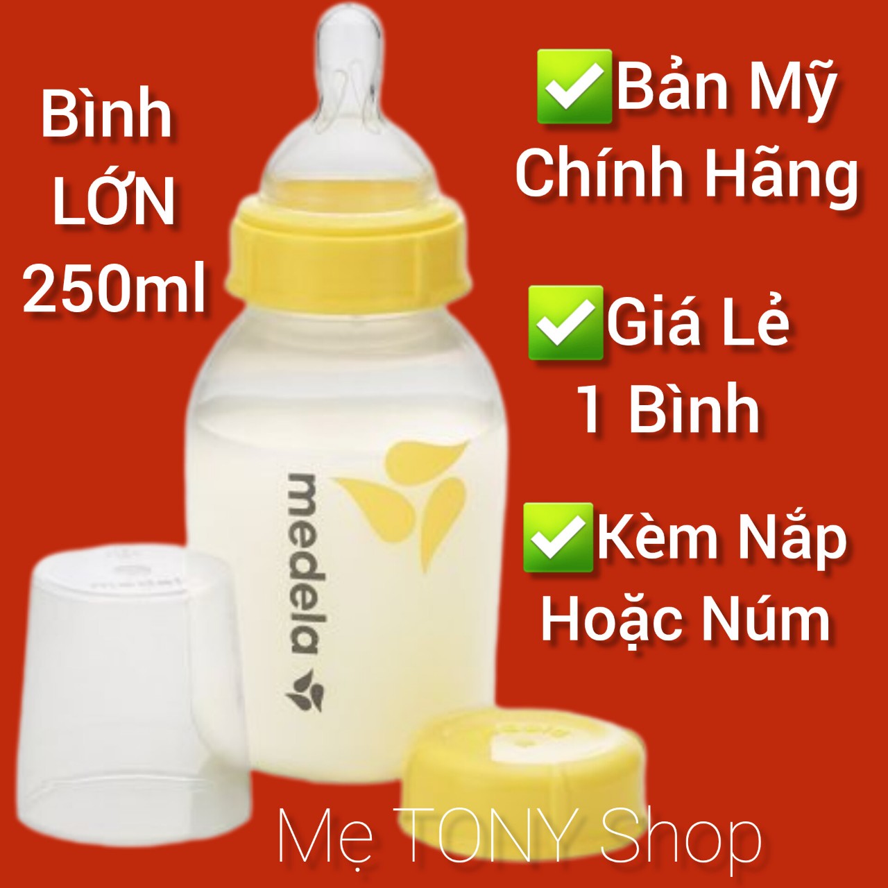 Bình trữ sữa medela 250ml kèm nắp/núm ti