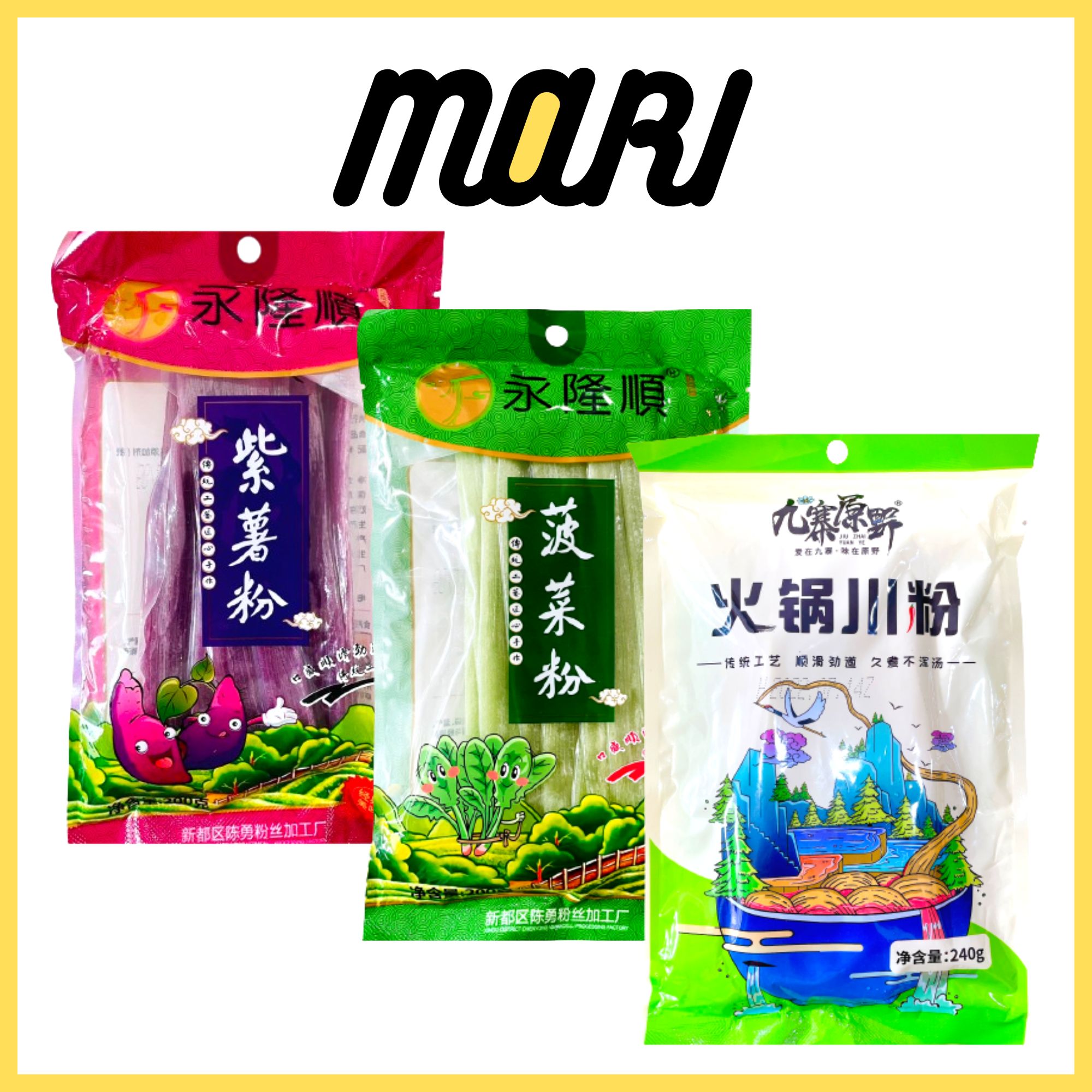 Miến dẹt Trùng Khánh nhúng lẩu, miến dẹt khoai lang, miến dẹt raubina gói 200g, 240g