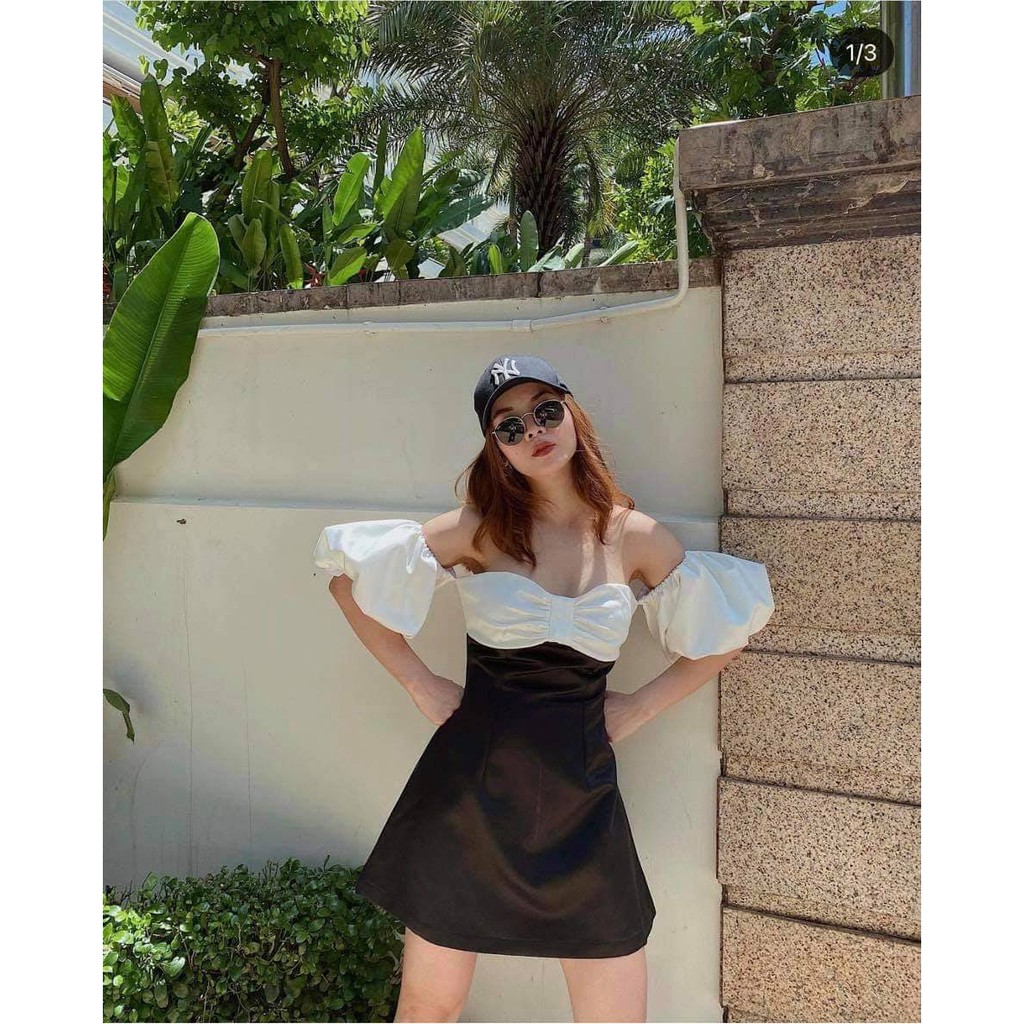 Đầm rớt vai cách điệu nơ ngực - sy dress