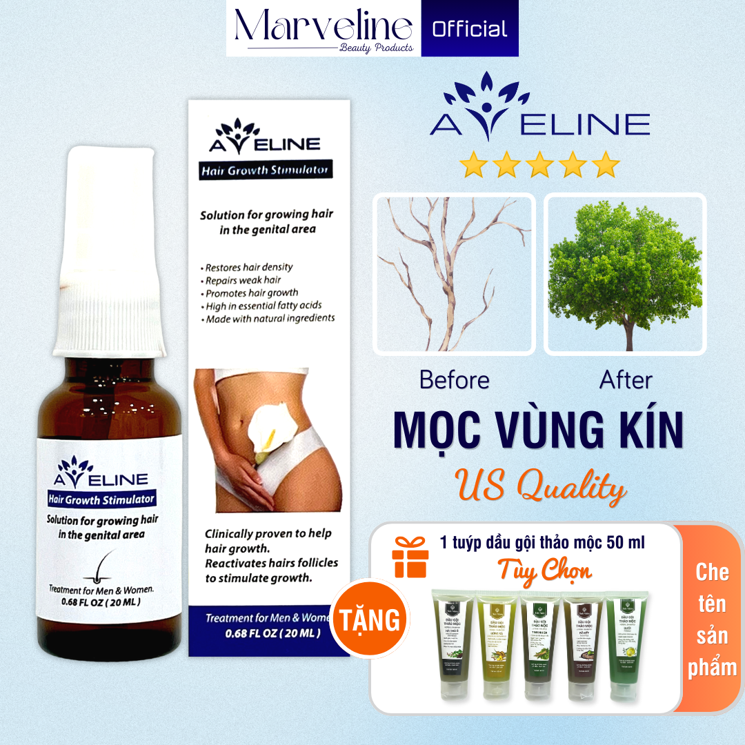 Serum Hỗ trợ mọc lông vùng kín, lông mu Aveline cho nam nữ Chính hãng Mỹ
