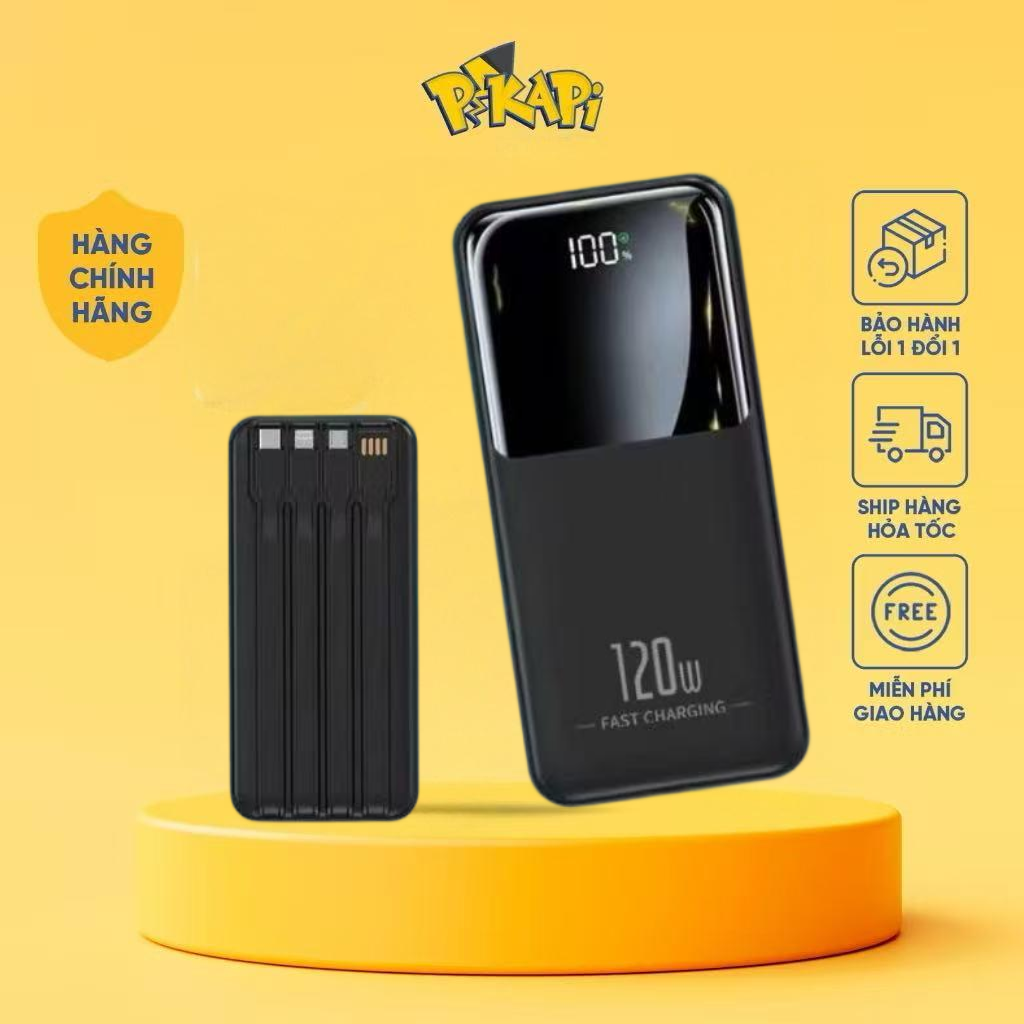 Sạc dự phòng 80000mAh 50000mah sạc nhanh 120W pin PD20W dung lượng lớn có dây cắm nhiều điện thoại