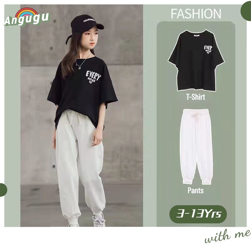 Set Đồ Mùa Hè 2 Món Gồm Áo Thun Cotton Tay Cộc Quần Cho Bé Gái Từ 3 Đến 4-5 Đến 6-7 Đến 8-9 Đến 10-11 - 12 Tuổi In Đầu 2022 Mới
