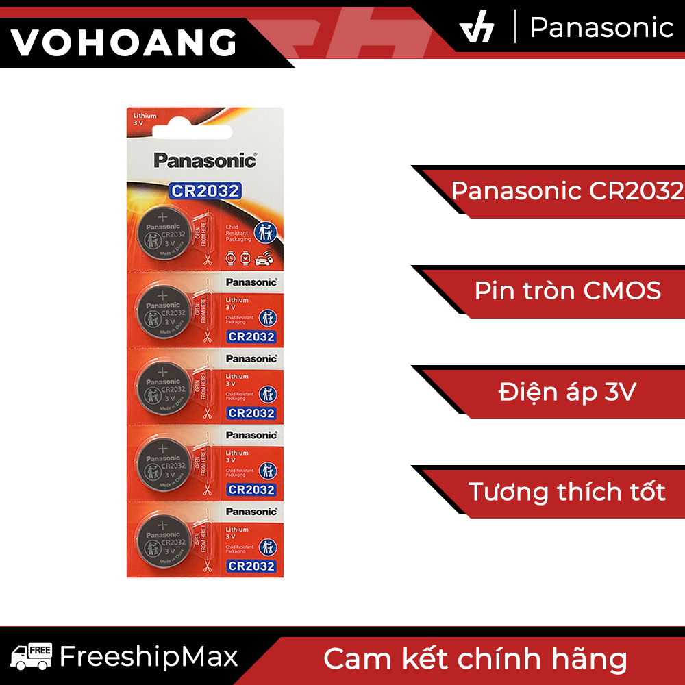 5 pin Panasonic CR2032 Lithium 3V - Pin nút / Pin CMOS