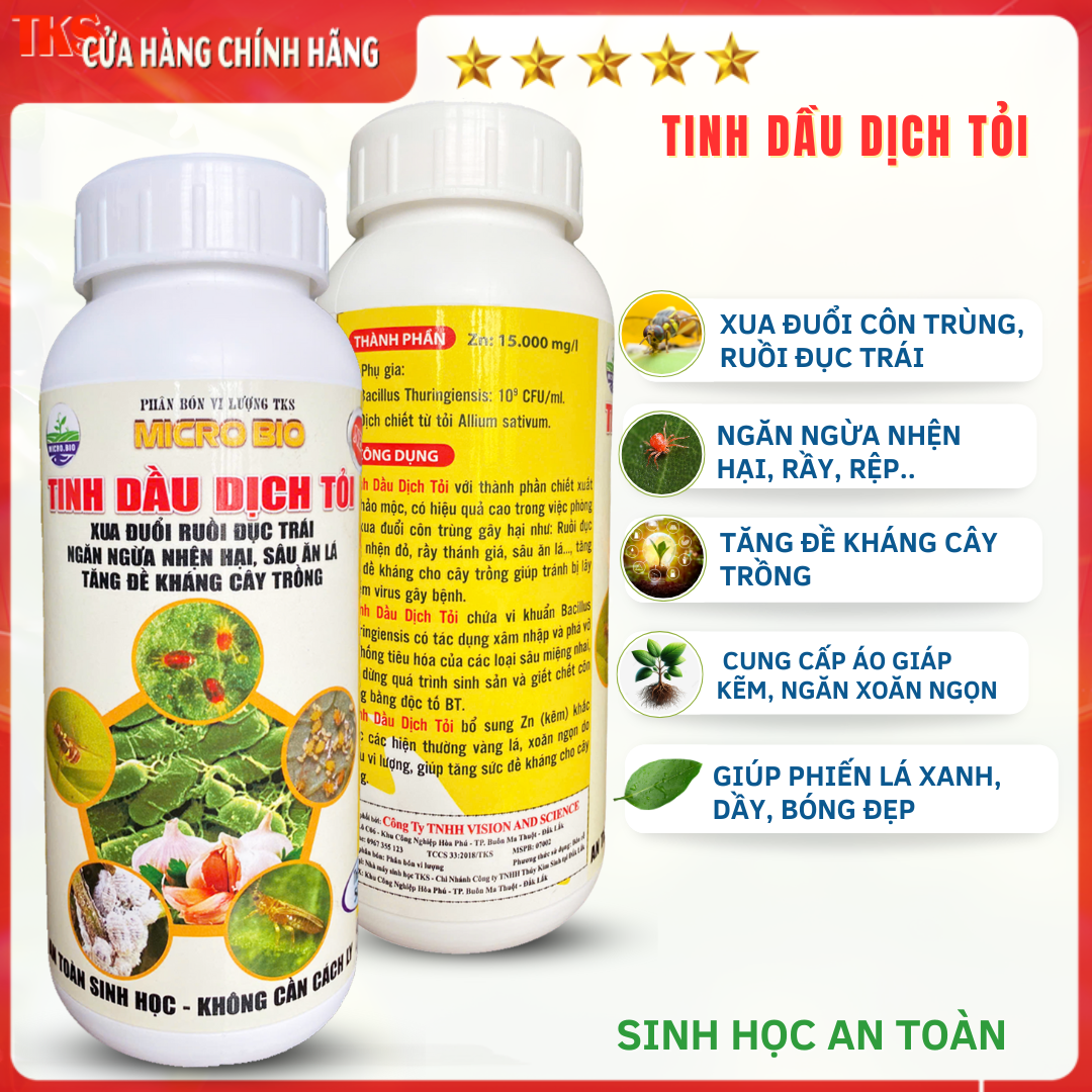 Tinh Dầu Dịch Tỏi  Bacillus 500ml  Phân Bón Vi Lượng Tăng Đề Kháng Cây Trồng