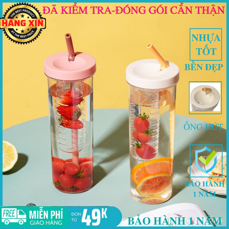 [GIÁ SỈ-SIÊU TỐC 2H] Ly đựng nước 700ml có ống hút gấp gọn và lõi lọc trà detox nhựa PP an toàn sức 