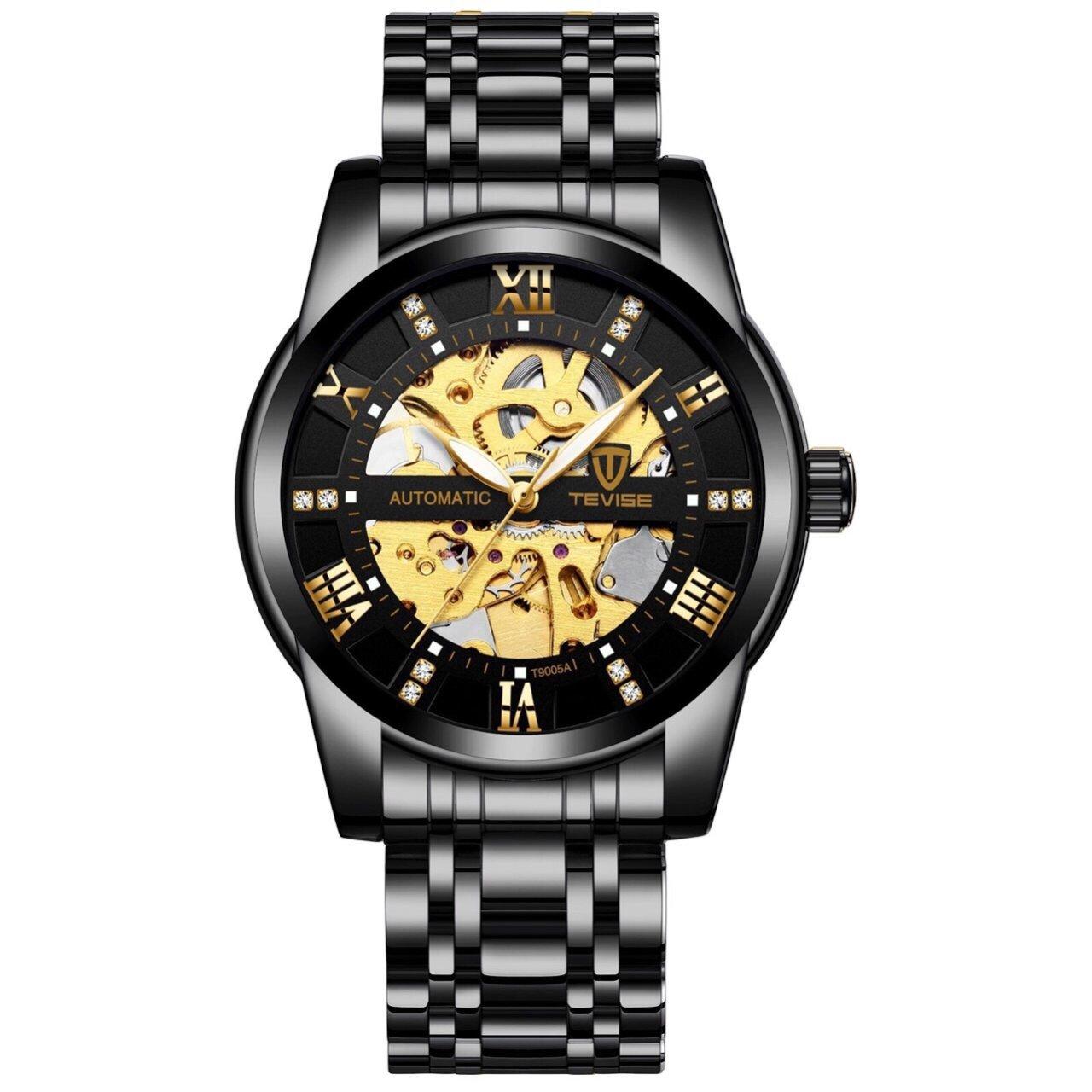 Đồng hồ cơ nam tevise dây thép automatic te30