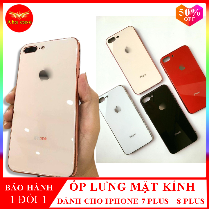Ốp Lưng Kính Viền Silicon dẻo Cho iPhone 7 Plus, 8 Plus, Ốp Lưng điện thoại iPhone 7 Plus bền, thời trang, Siêu Đẹp, bảo hành 1 đổi 1 nếu lỗi