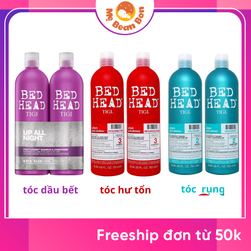 dầu gội xả TiGi Bed Head 750ML Của USA với dau goi tigi đỏ cho tóc hư tổn màu tím cho tóc dầu bết, xanh dương tóc rụng