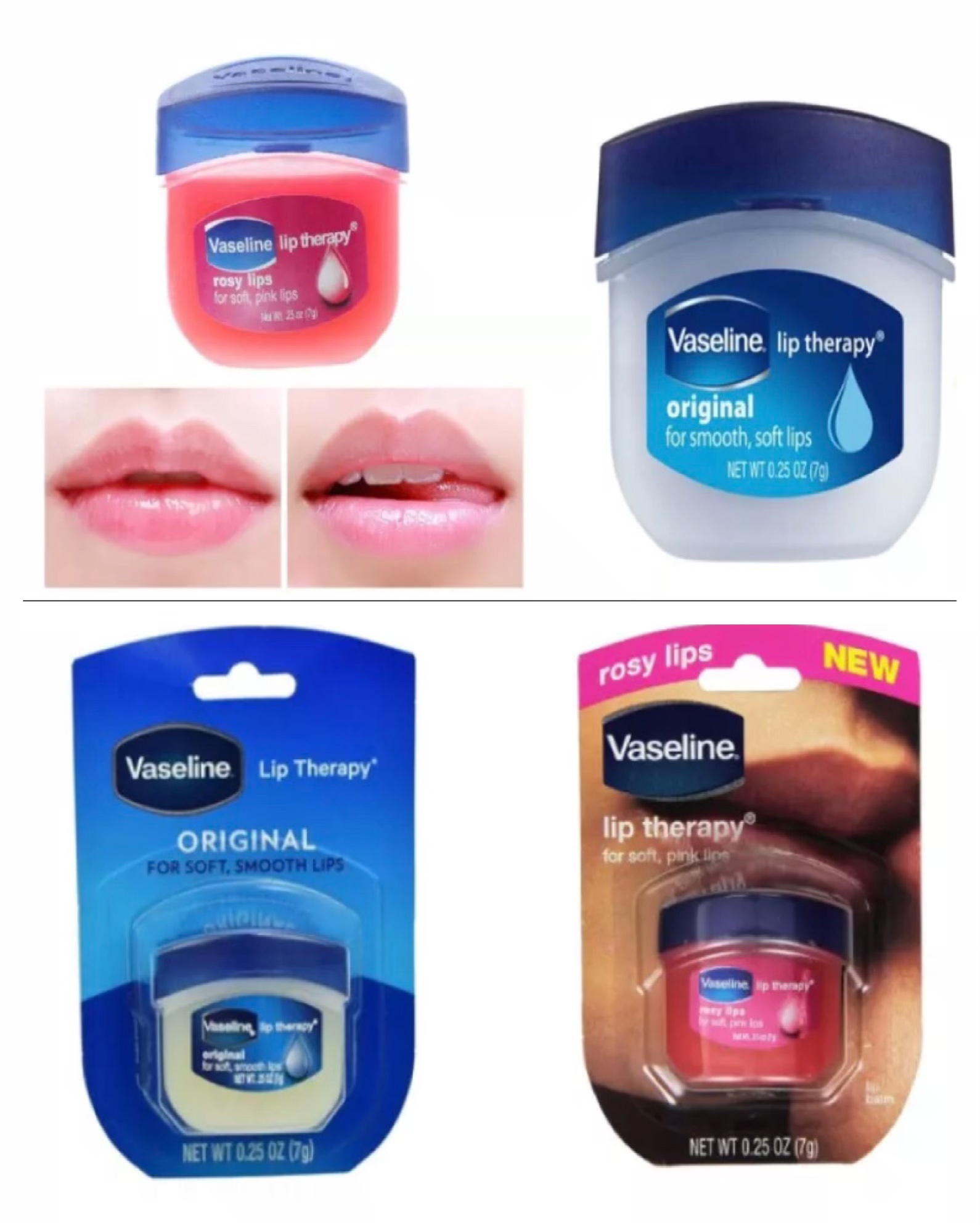 [HCM]COMBO 3 HỦ Sáp Dưỡng Môi Vaseline ( 2 HỒNG-1 TRẮNG)