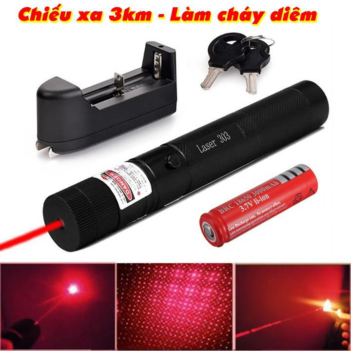 Đèn Laser - lazer - bút laze tia xanh / đỏ cực sáng công suất lớn chiếu xa 3km Tặng kèm Pin sạc bao gồm bộ sạc, có điều chỉnh hoa văn hiệu ứng ánh sáng