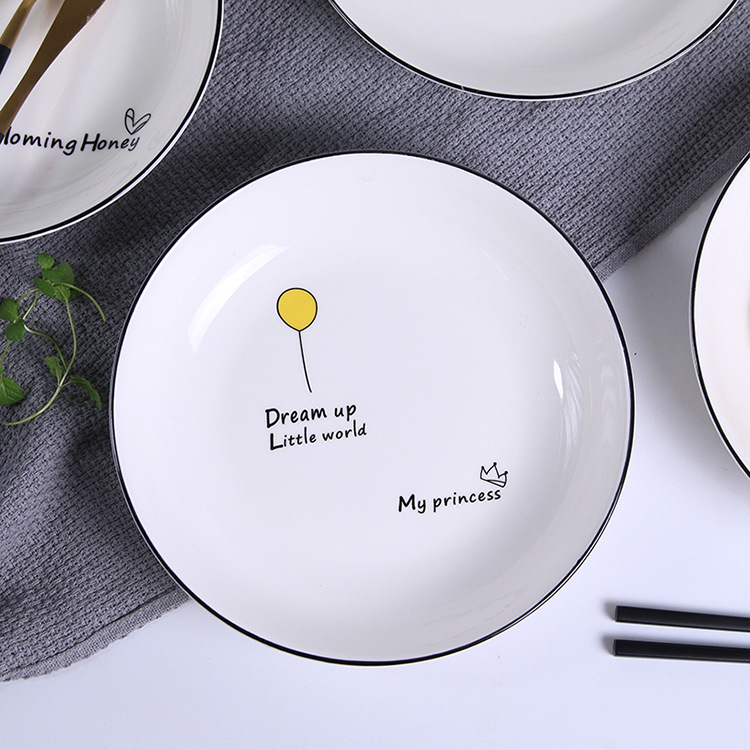 Dĩa sứ tròn 20.5 cm nhìu họa tiết dễ thương