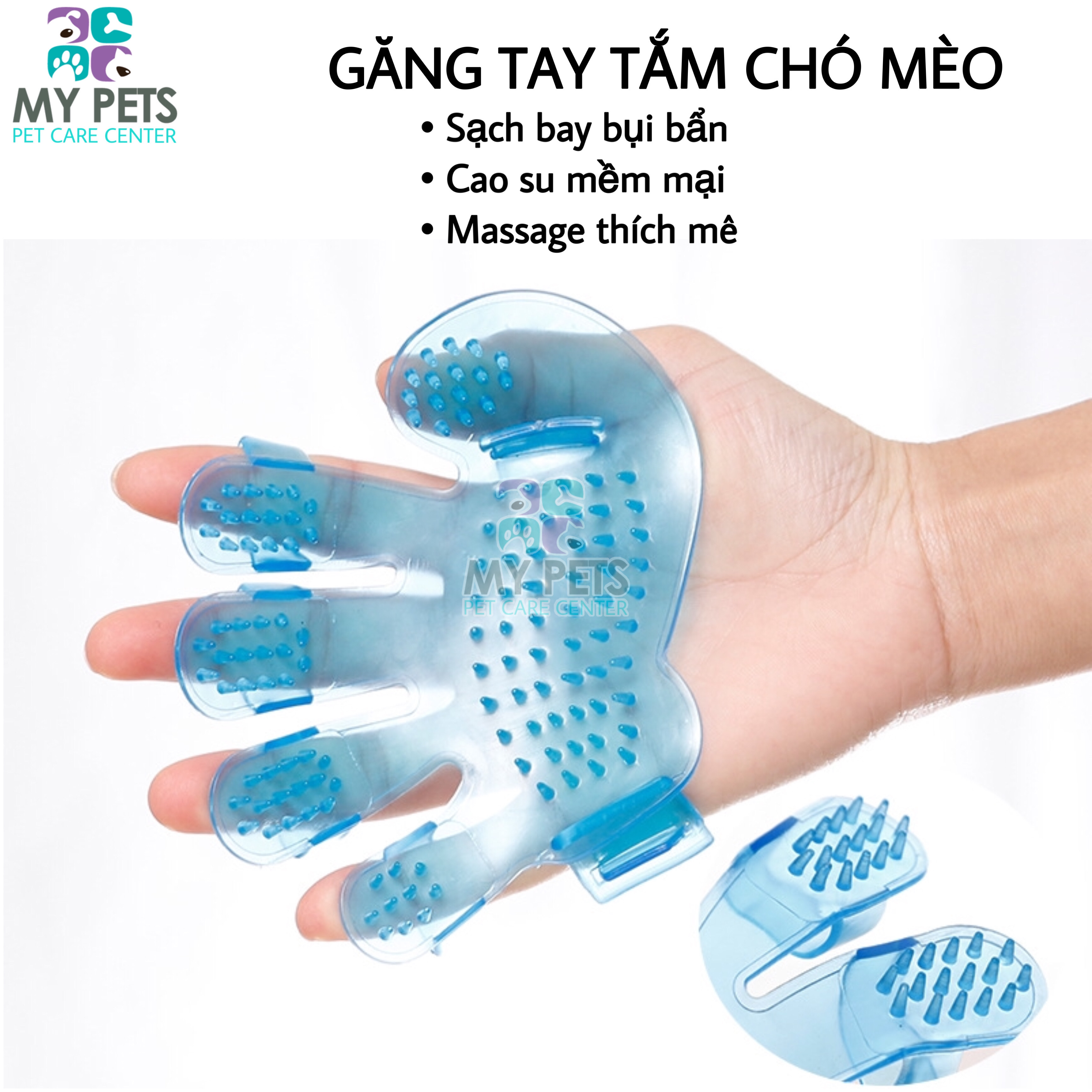Găng tay tắm và chải lông rụng cho chó mèo